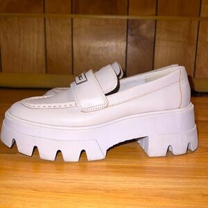 Lavender platform loafers